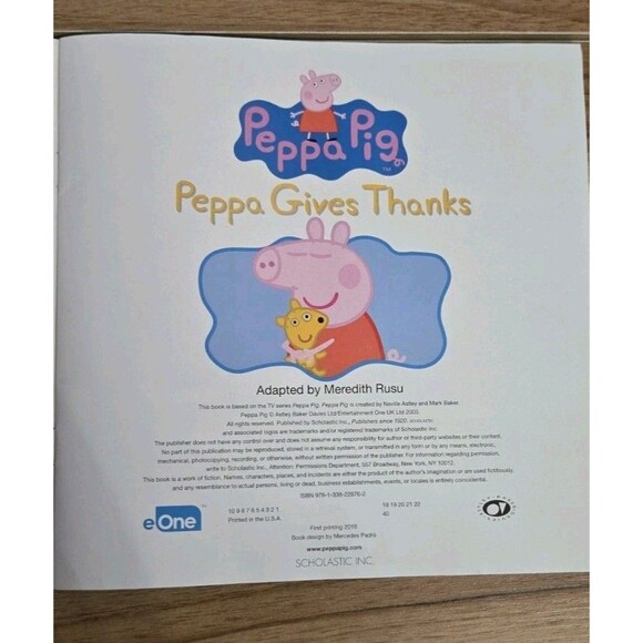 Peppa Gives Thanks Paperback Book By Rusu Meredith Peppa Pig Thankful Story Cute - Picture 6 of 7